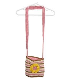 Matilda Jane Small Kids Crochet Purse With Yellow Flower  7"x 7" new with tags